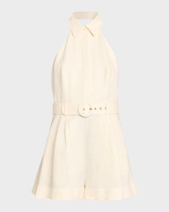 Zimmermann Awaken Linen Halter Playsuit