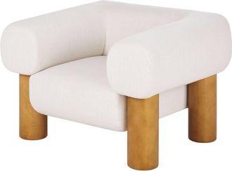 Maisons du monde Sill&oacute;n de tela color crudo