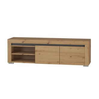 Petits Meubles Mueble TV 2 puertas 152 cm con LED estratificado marr&oacute;n Gris Antracita