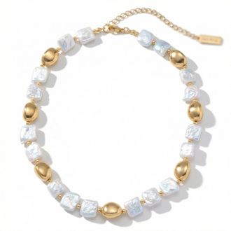 Pompeii3 Pina Square Pearl 18k Yellow Gold Necklace