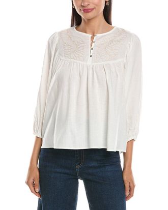 Nanette Lepore Balloon Sleeve Linen-Blend Blouse