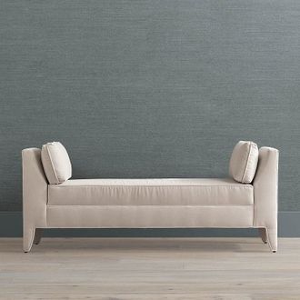 Frontgate Trulli Upholstered Bench - Oatmeal Velvet InsideOut Performance - Frontgate