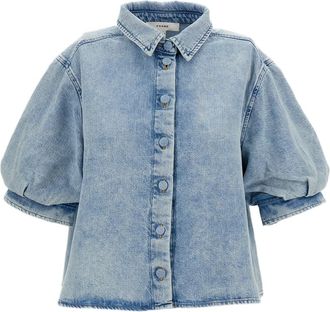 Frame Denim Short-Sleeved Denim Chambray Billow Shirt
