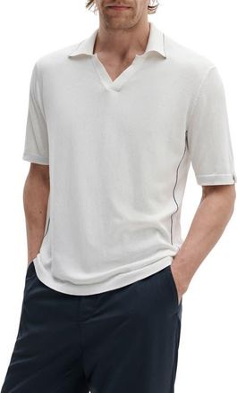 Rag & Bone Conrad Silk & Cotton Johnny Collar Polo in Chalk at Nordstrom, Size X-Large