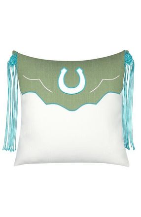 Elaine Smith Lucky Handmade macrame tassels & Applique Indoor & Outdoor Woven Accent Pillow in Cactus at Nordstrom, Size 20X20