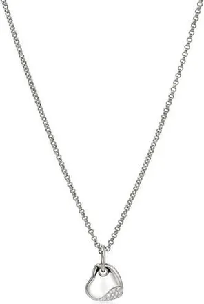 John Hardy Pebble Heart Pav&eacute; Diamond Short Pendant Necklace in Silver at Nordstrom Rack, Size 18