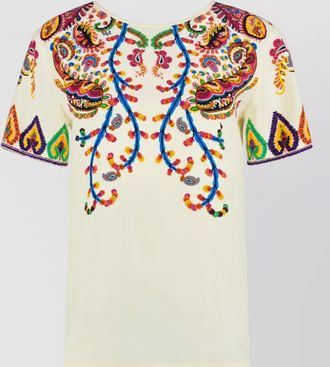 Etro silk floral-print short-sleeve blouse