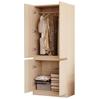 STILVORA Armario Con 2 Puertas Y Gran Espacio De Almacenaje Para Dormitorio, En Madera, 70&times;40&times;170 Cm, Madera Natural