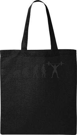 Generic Weightlifting Evolution Natural Ecological Cotton Tote Bag Black