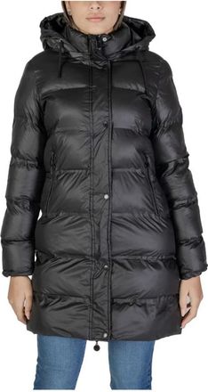 Sandro Ferrone Zwarte Polyester Jas & Mantel Collectie - Dames - Parka Jassen - Zwart - 2XL - Polyester - Jassen