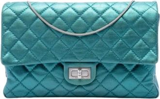 Chanel Pre-owned Vintage Quilted Flap Shoulder Bag - Dames - Vintage Schoudertas - Blauw - ONE Size - Leer - Vintage