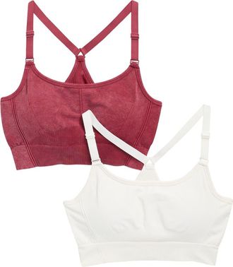 90 Degree by Reflex 2-Pack Washed Seamless Sports Bras in Tibetan Red/Sugar Swizzle at Nordstrom Rack, Size X-Large