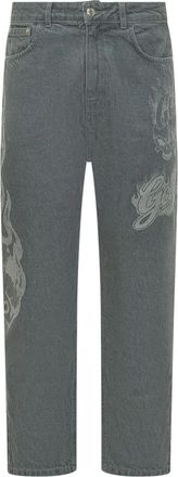 GCDS Wijde Denim Broek - Heren - Regular Fit Jeans - Grijs - W30 - Denim - Jeans