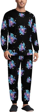 Generic Tie Dye Atomic Science Physics Soft Mens Pyjamas Set Loungewear Long Sleeve Round Neck Tops And Pants