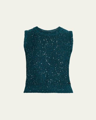 Akris Sleeveless Sequined Linen Cotton Sweater
