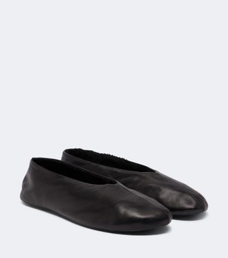 The Row Stella shearling-trimmed leather ballet flats