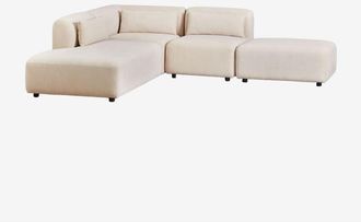 Sklum Sof&aacute; Modular Esquinero De 3 Piezas Con Div&aacute;n Izquierdo Y Puff Fogler Sklum