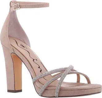 Nina Evana Embellished Ankle Strap Slide Sandal in Alamo Tan at Nordstrom, Size 6.5