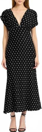 En Saison Darlene V-Neck Polka Dot Dress In Black/white