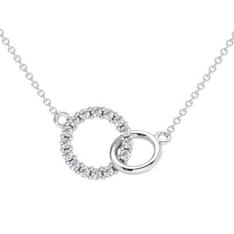 Pompeii3 1/3Ct Mini Duet Circle Diamond Necklace 14k Gold Pendant Lab Grown 18