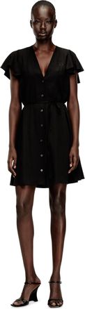 Diesel Cupro dress with V-neck and front buttons - Dresses - Woman - Black