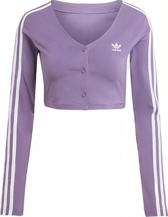 adidas (WMNS) adidas originals Adicolor Classics 3-Stripes Button Long Sleeve Tee Purple IK6616