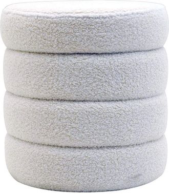 Mobili Rebecca Pouf Contenitore Rebecca Mobili Uxi 40x37x37 Tessuto Poliestere mdf Bianco Moderno