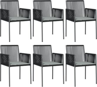 vidaXL Vidaxl - Sillas Jard&iacute;n Con Cojines 6 Uds Rat&aacute;n Pe Negro 54x60,5x83,5cm