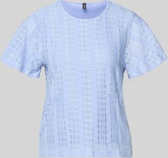 Vero Moda Kurzarmbluse mit Lochstickerei Modell CASSANDRA in Hellblau, Gr&ouml;&szlig;e XS
