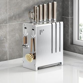 OEM Soporte Para Cuchillos De Encimera De Acero Inoxidable Para Cocina - Organizador Multifuncional Con Soporte De Pared Y Gran Capacidad 18,31124 Cm