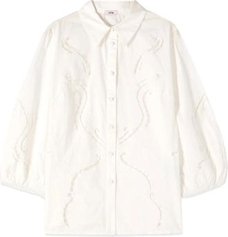 Oltre Sangallo Shirt - Dames - Overhemden - Wit - S - Katoen - Overhemden