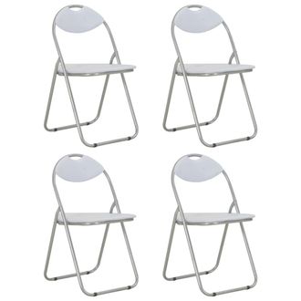 vidaXL Vidaxl - Sillas De Comedor Plegables 4 Unidades Cuero Sint&eacute;tico Blanco