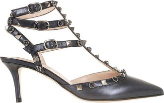 Valentino Garavani Ankle Strap Rockstud T. 65 - Dames - Pumps - Zwart - 37 EU - Schoenen