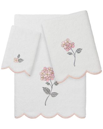 Linum Home Textiles 100% Turkish Cotton Hydea Scallop 3Pc Embellished Towel Set