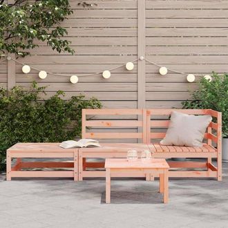 Berkfield Home Garden Sofa with Footstool 2-Seater Solid Wood Douglas in Light Brown