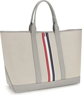 Thom Browne Mens Canvas Tote Bag Lt Grey Shoulder