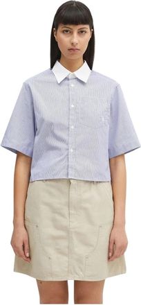 Sporty & Rich Katoenen Shirt - Dames - Overhemden - Blauw - S - Katoen - Overhemden