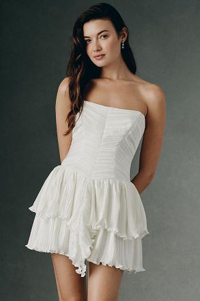 BHLDN Eleonora Strapless Pleated Fit & Flare Mini Dress