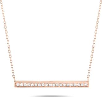 Luxury Bazaar Collana in oro rosa 14 carati con barretta di diamanti