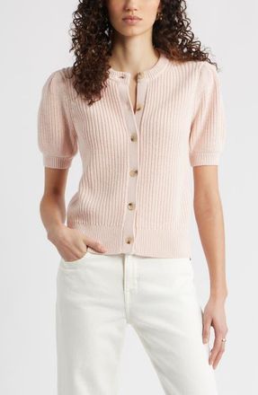 Nordstrom Elbow Sleeve Cardigan in Pink Wisp at Nordstrom, Size Xx-Large