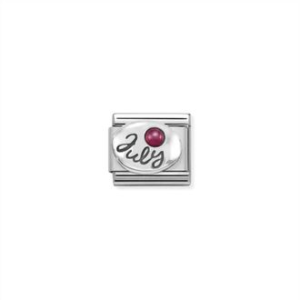 Nomination Unisex Birth Stones Links Bracelet In July Ruby Silver