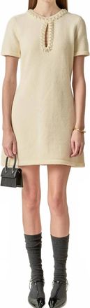 English Factory Pearl Key Hole Dress In Off White