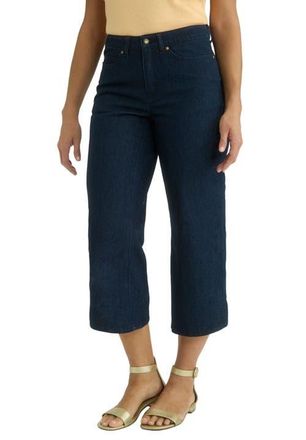 Jessica London Classic Cotton Denim Wide Leg Crop Jean in Indigo at Nordstrom, Size 12