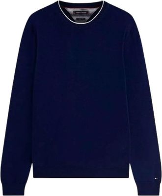 Tommy Hilfiger Maglione girocollo regular fit con profili a contrasto - - Knitwear - Uomo - Blu - 2XL