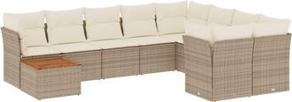 vidaXL Juego De Sof&aacute;s Jard&iacute;n Con Cojines Beige 10 Pzas Rat&aacute;n Sint&eacute;tico Vidaxl