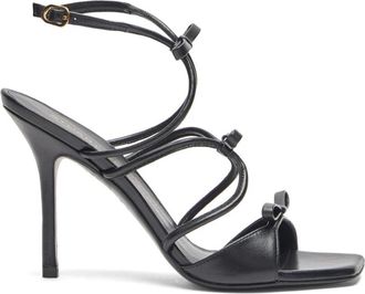 Stuart Weitzman Elegante Sandaal met Strikaccent - Dames - Sandalen met hakken - Zwart - 36 EU - Leer - Schoenen