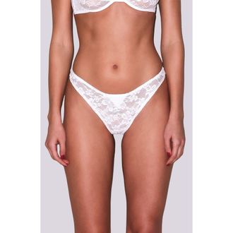 Fleur du Mal Le Stretch Lace Thong in Ivory at Nordstrom, Size X-Small