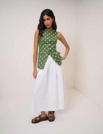 Nobody's Child Green Polka Dot Longline Tailored Waistcoat