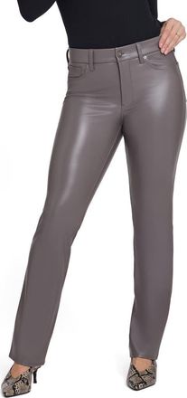 NYDJ Marilyn Faux Leather Straight Leg Pants in Falcon at Nordstrom, Size 16
