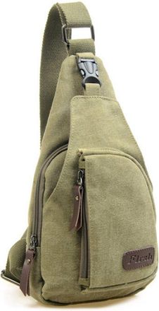 Generic Canvas Motorcycle Bike Travel Hiking Messenger Shoulder Sling Chest Bag Backpack (Army green)